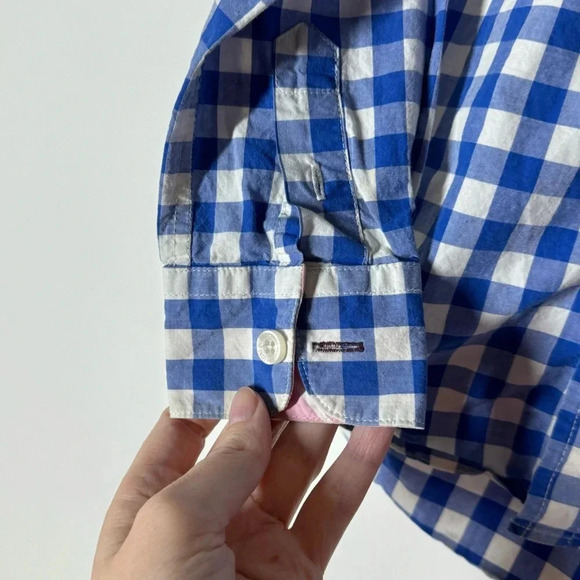 Mini Boden Boys Blue Check Plaid Button Up Size 3-4 Years - Picture 4 of 7